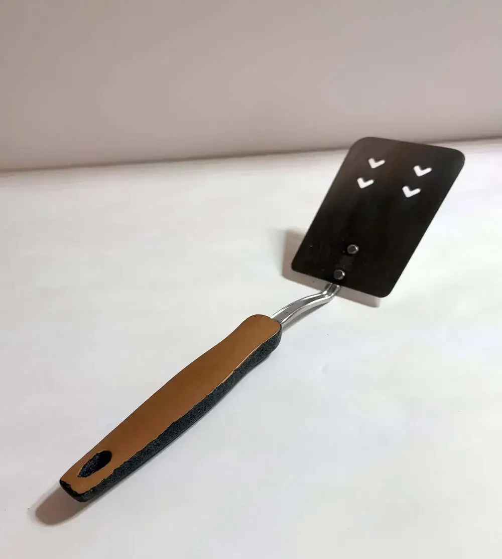 Vintage EKCO Stainless Steel Flipper Spatula with Faux Wood Grain Handle